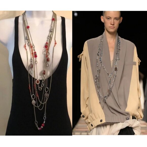 Bundle lot 2 chain and beads multi strand necklaces Ruby Rd + runway curated - Picture 2 of 10